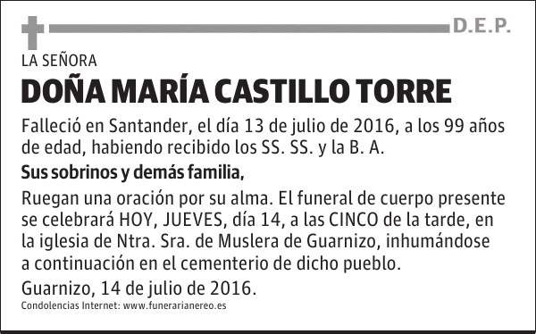 DOÑA MARIA CASTILLO TORRE