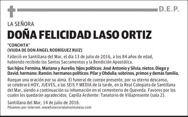 Doña Felicidad Laso Ortiz