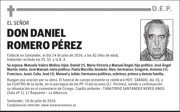 DON DANIEL ROMERO PÉREZ