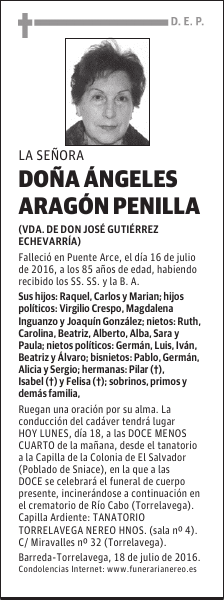 DOÑA ÁNGELES ARAGÓN PENILLA