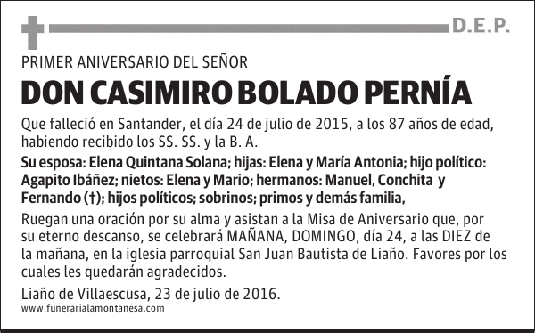 Don Casimiro Bolado Pernía