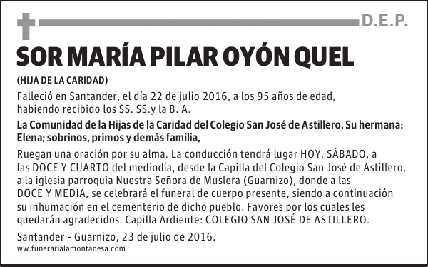 Sor María Pilar Oyón Quel