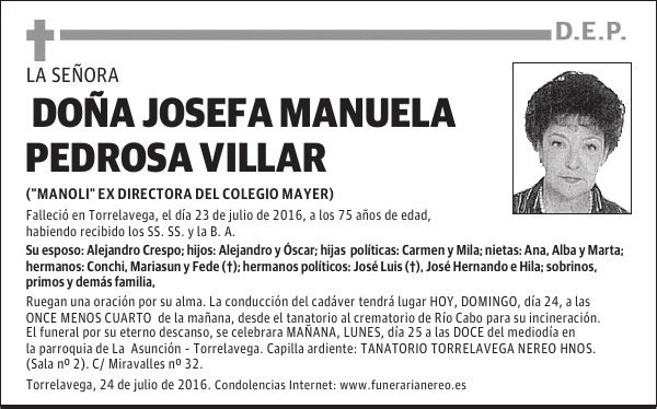 DOÑA JOSEFA MANUELA PEDROSA VILLAR