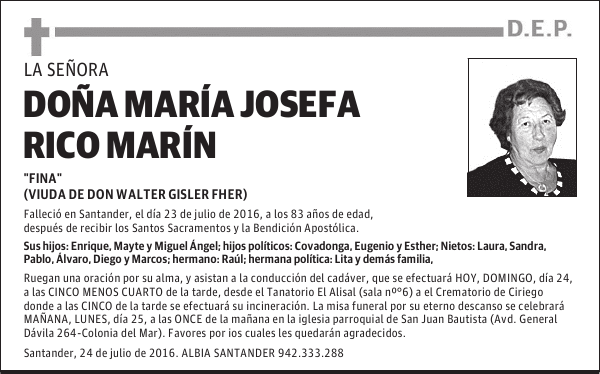 DONA MARÍA JOSEFA RICO MARÍN