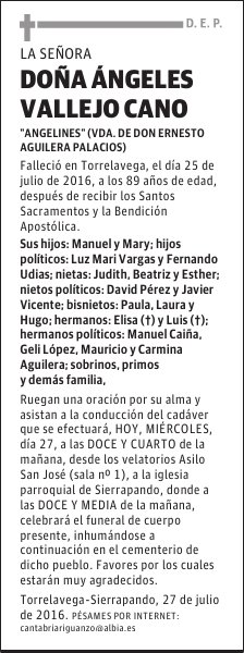 DOÑA ANGELES VALLEJO CANO