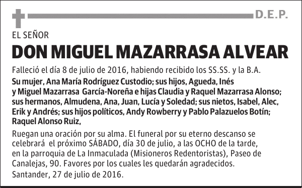 DON MIGUEL MAZARRASA ALVEAR