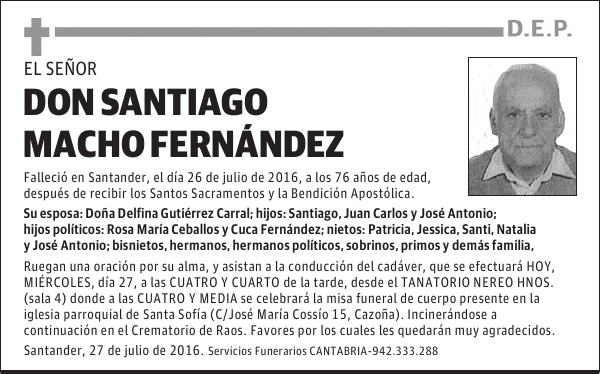DON SANTIAGO MACHO FERNNDEZ