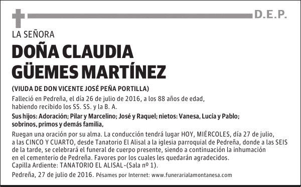 Doña Claudia Güemes Martínez