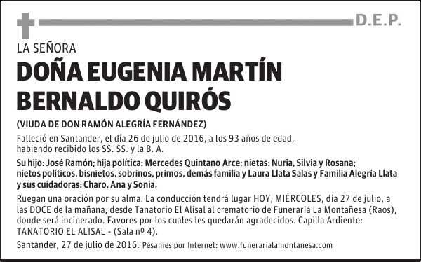 Doña Eugenia Martín Bernaldo Quirós