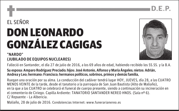 DON LEONARDO GONZALEZ CAGIGAS