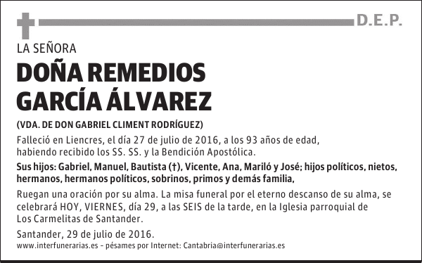 DOÑA. REMEDIOS GARCÍA ÁLVAREZ