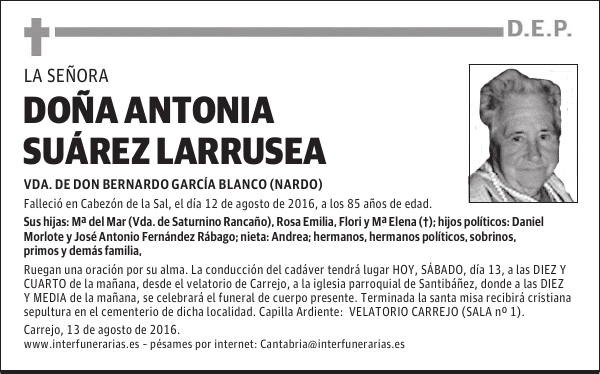 Dª. ANTONIA SUÁREZ LARRUSEA