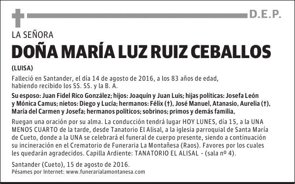 DOÑA MARÍA LUZ RUIZ CEBALLOS