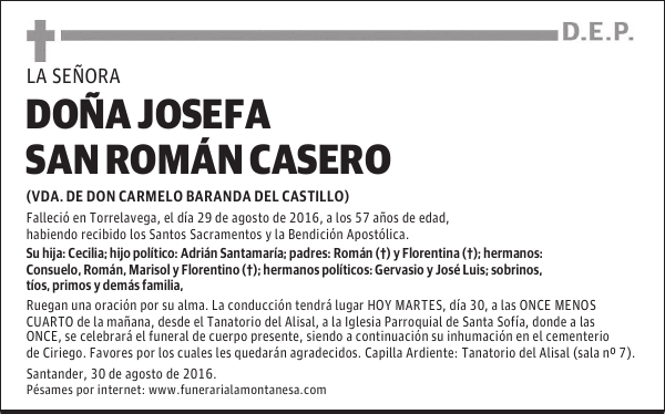 DOÑA JOSEFA SAN ROMÁN CASERO