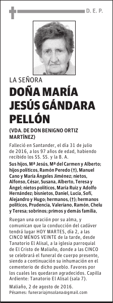 DOÑA MARÍA JESÚS GÁNDARA PELLÓN