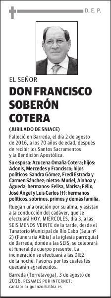 DON FRANCISCO SOBERON COTERA
