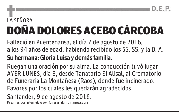 DOÑA DOLORES ACEBO CÁRCOBA