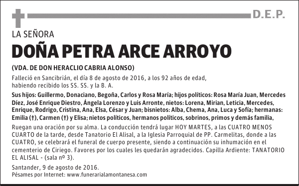 DOÑA PETRA ARCE ARROYO