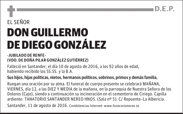 DON GUILLERMO DE DIEGO GONZALEZ