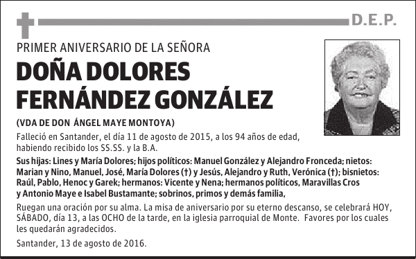 DOÑA DOLORES FERNÁNDEZ GONZÁLEZ