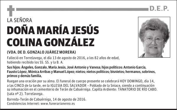 DOÑA MARÍA JESÚS COLINA GONZÁLEZ