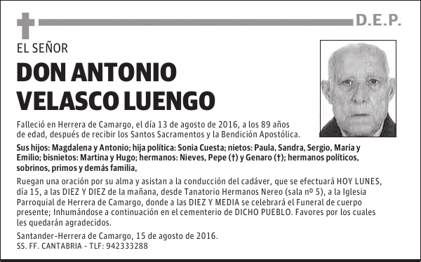 DON ANTONIO VELASCO LUENGO