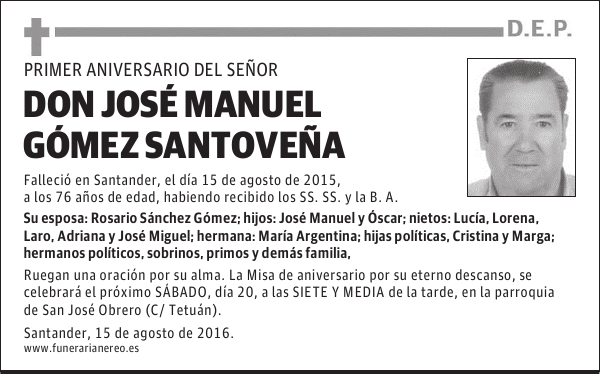 DON JOSÉ MANUEL GÓMEZ SANTOVEÑA