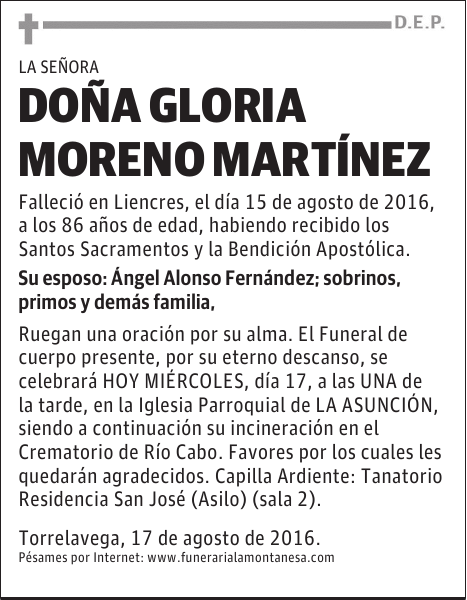 DOÑA GLORIA MORENO MARTÍNEZ