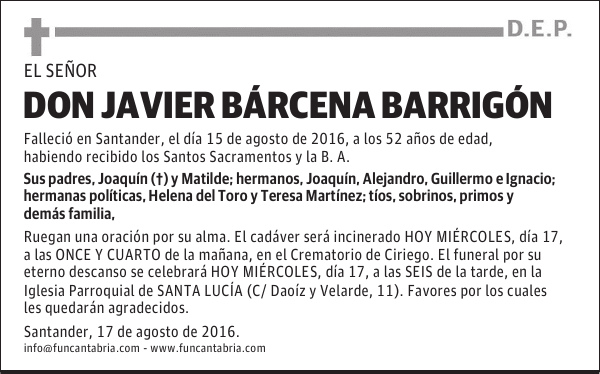 DON JAVIER BÁRCENA BARRIGÓN