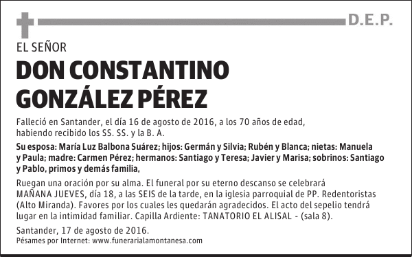 DON CONSTANTINO GONZÁLEZ PÉREZ
