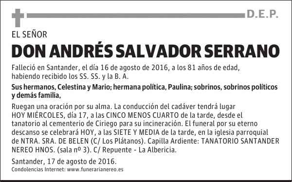 DON ANDRÉS SALVADOR SERRANO
