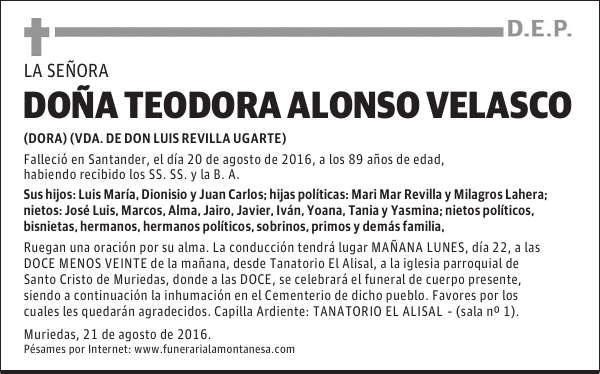 DOÑA TEODORA ALONSO VELASCO