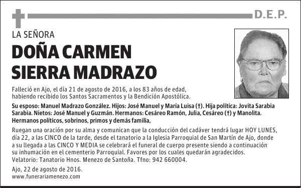 DOÑA CARMEN SIERRA MADRAZO