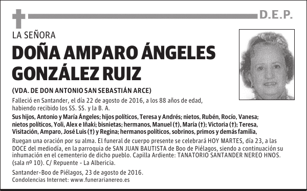 DOÑA AMPARO ÁNGELES GONZÁLEZ RUIZ