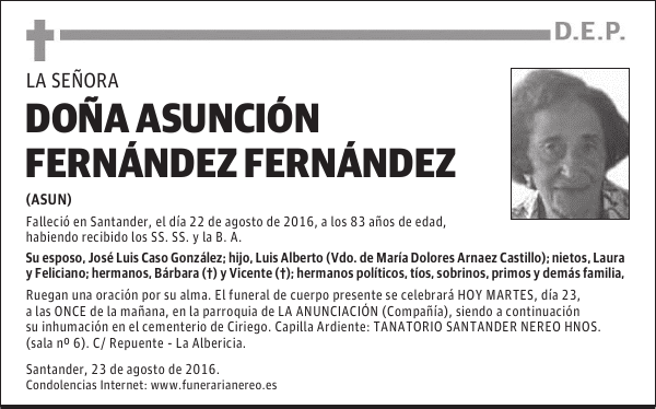 DOÑA ASUNCIÓN FERNÁNDEZ FERNÁNDEZ