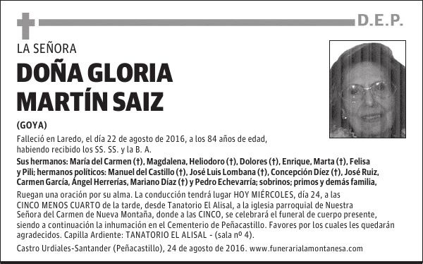DOÑA GLORIA MARTÍN SAIZ