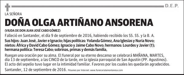 Doña Olga Artiñano Ansorena
