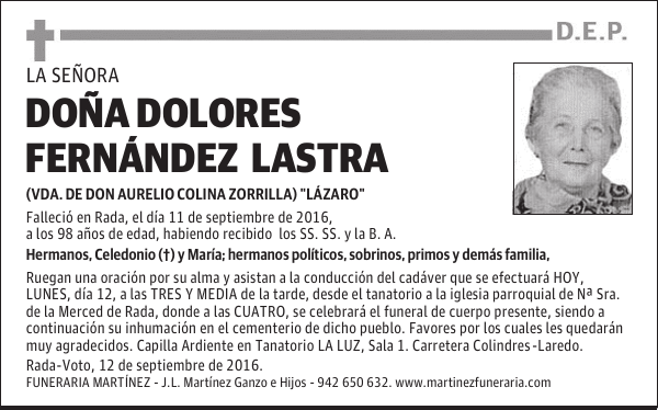 Dª DOLORES FERNÁNDEZ LASTRA