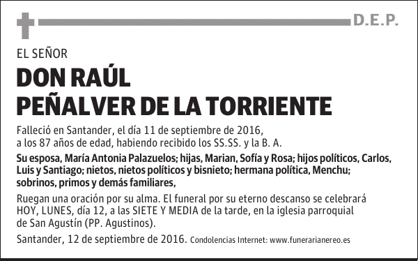 DON RAÚL PEÑALVER DE LA TORRIENTE