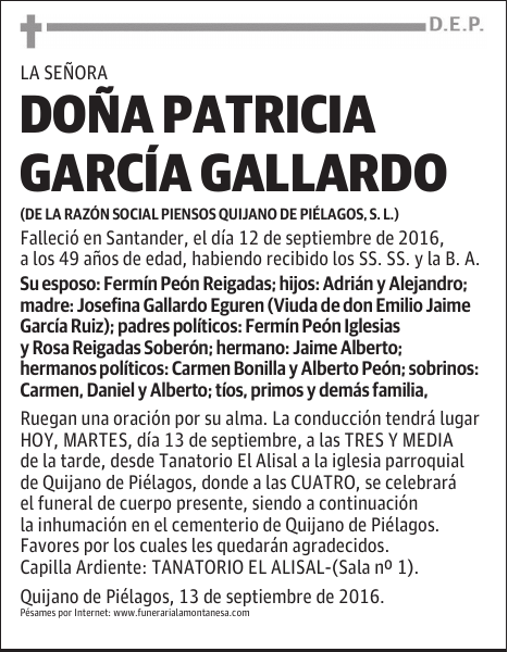 Doña Patricia García Gallardo