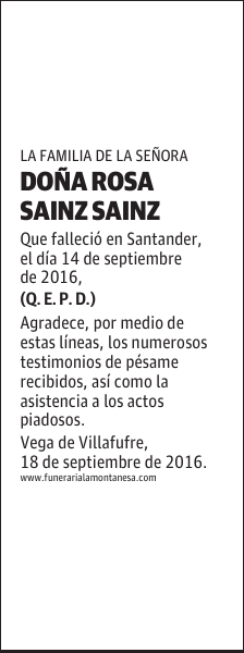 DOÑA ROSA SAINZ SAINZ