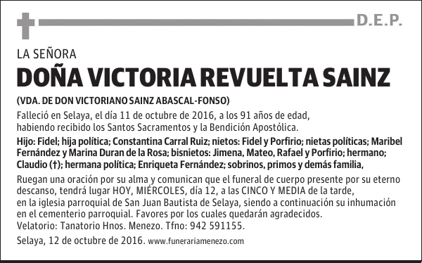 DOÑA VICTORIA REVUELTA SAINZ
