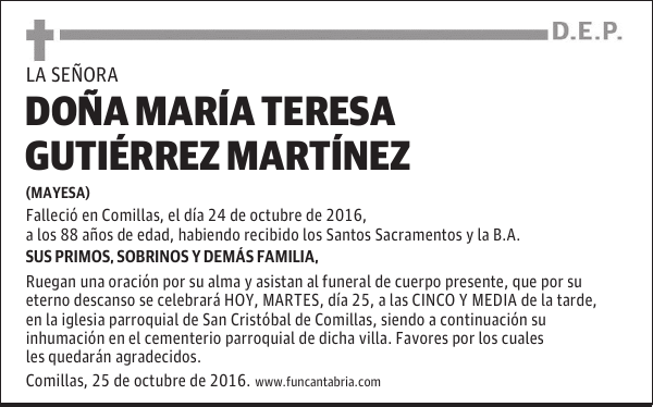 M. TERESA GUTIERREZ MARTINEZ