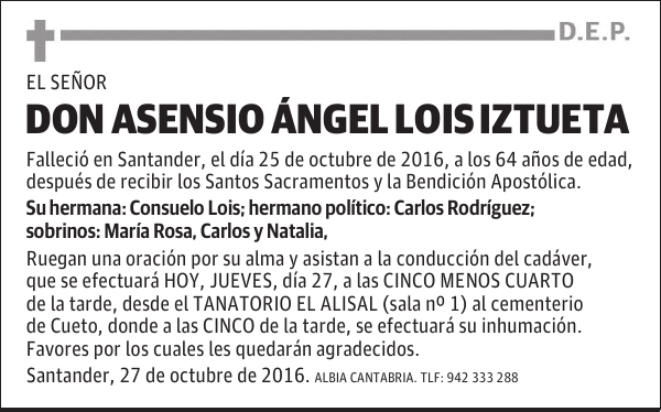 DON ASENSIO ÁNGEL LOIS IZTUETA