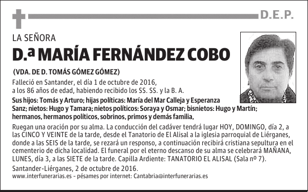 Dª. MARÍA FERNÁNDEZ COBO