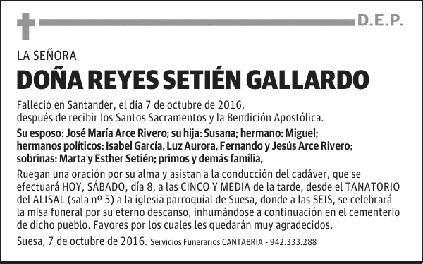 DOÑA REYES SETIEN GALLARDO