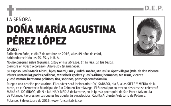 Doña Ma Agustina Pérez López