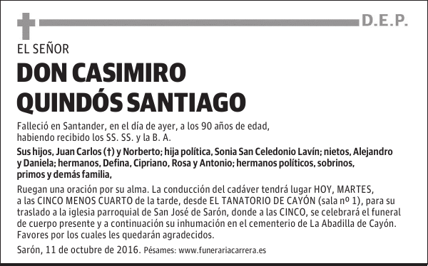 DON CASIMIRO QUINDÓS SANTIAGO