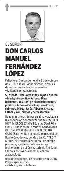 DON CARLOS MANUEL FERNANDEZ LÓPEZ