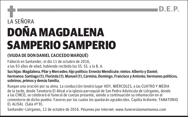 Doña Magdalena Samperio Samperio